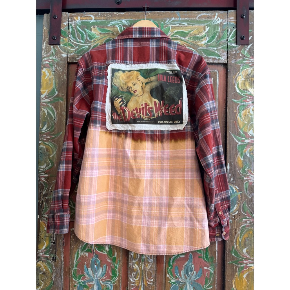 Upcycled/Reworked Flannel Shirt| "The Devil's Weed"‎ Vintage Patchwork| XL